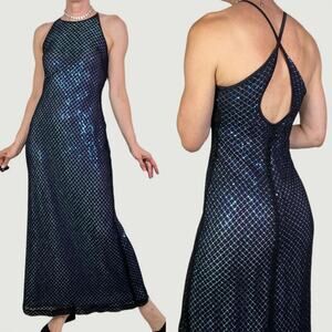 Rampage sequin mesh overlay maxi dress prom gown purple long hoco Y2K 90s S